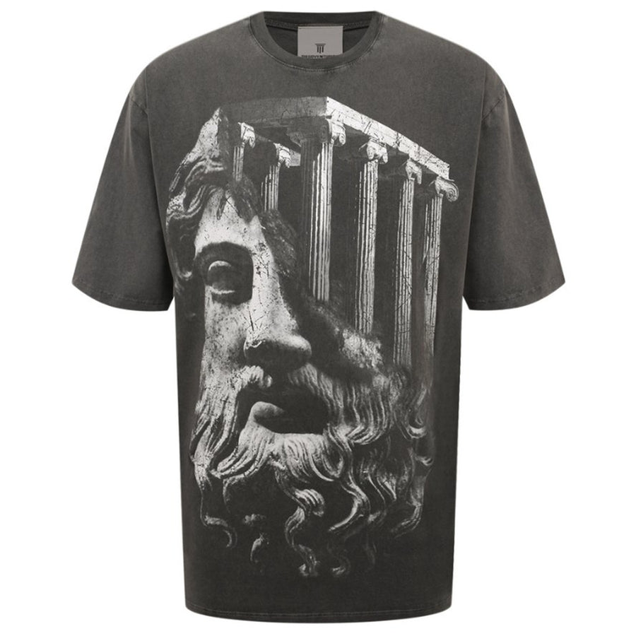 Diego Venturino – gray Greece-print T-shirt – front view, laid flat with large graphic