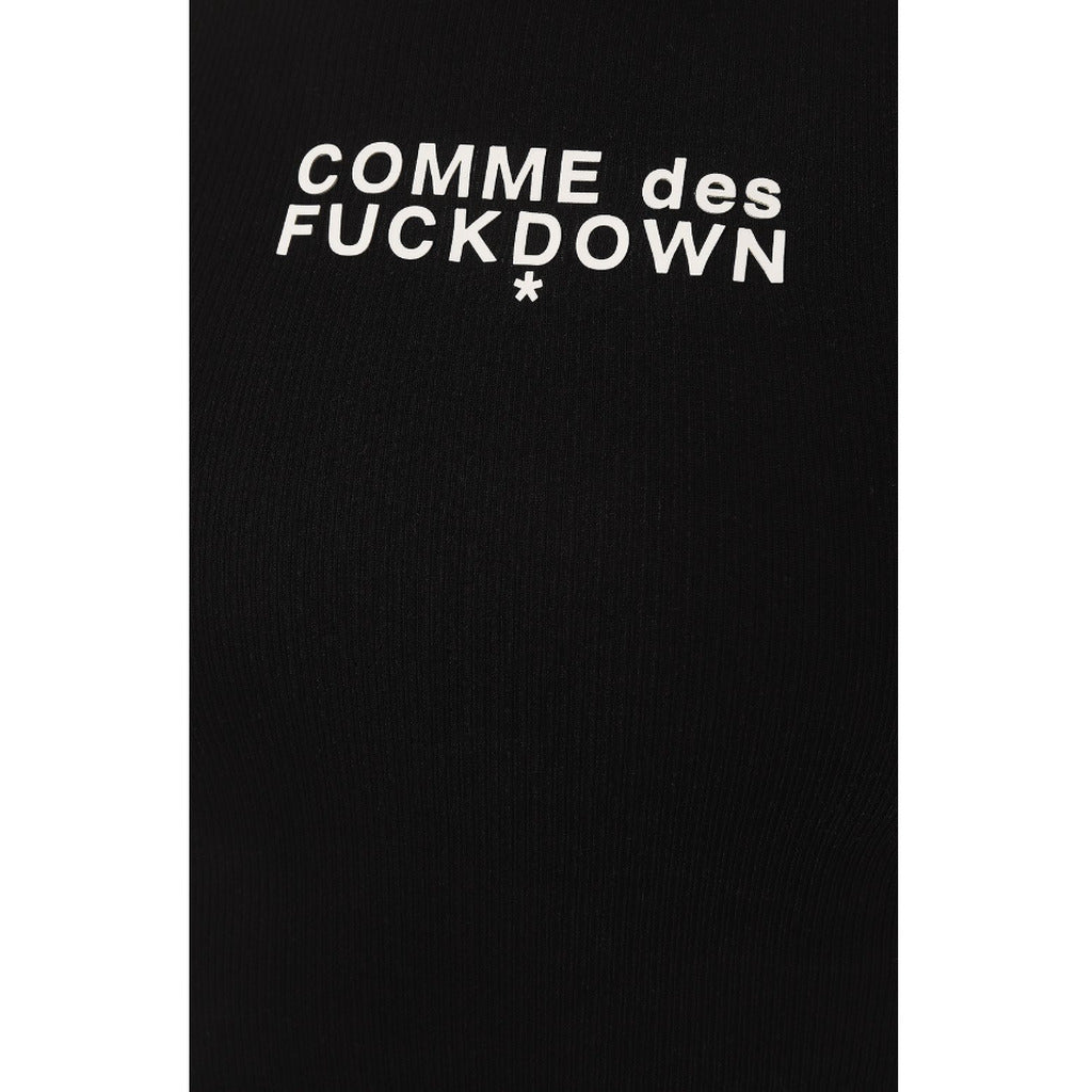 Comme Des Fuckdown Black Ribbed Cotton Cropped Top