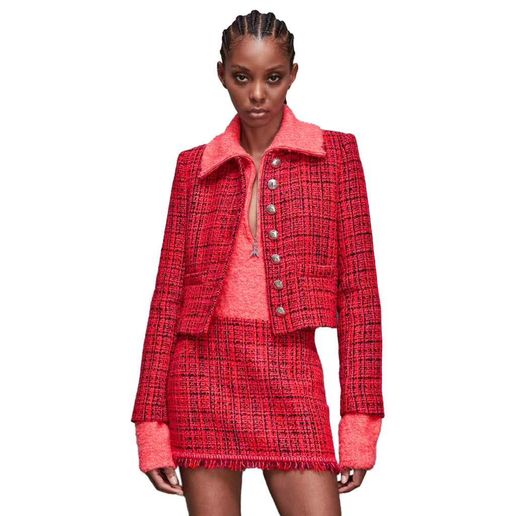 Patrizia Pepe Cropped Coral Tweed Jacket