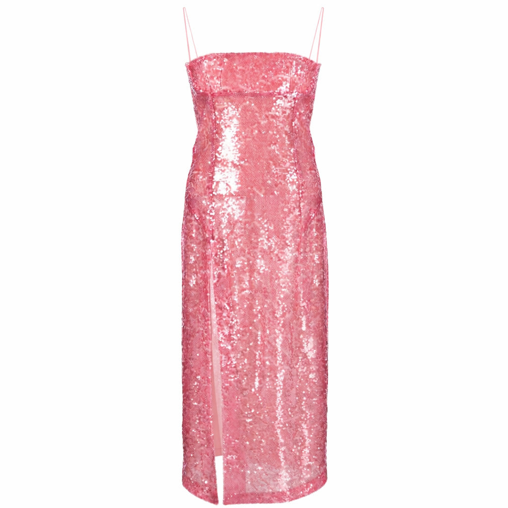 The Attico Long Pink Sequin Dress