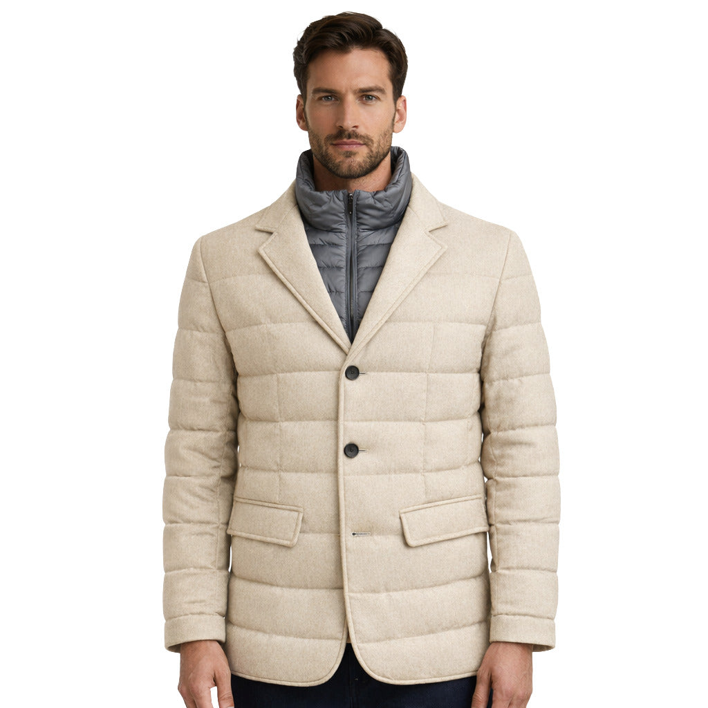 Herno Double-Breasted Jacket in Light Beige