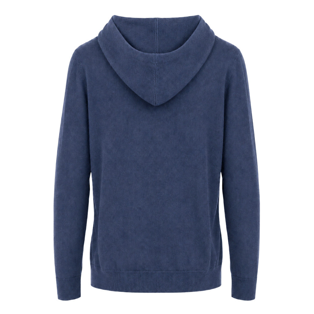 Alpha Studio – Geelong wool zip hoodie in navy – back flat lay