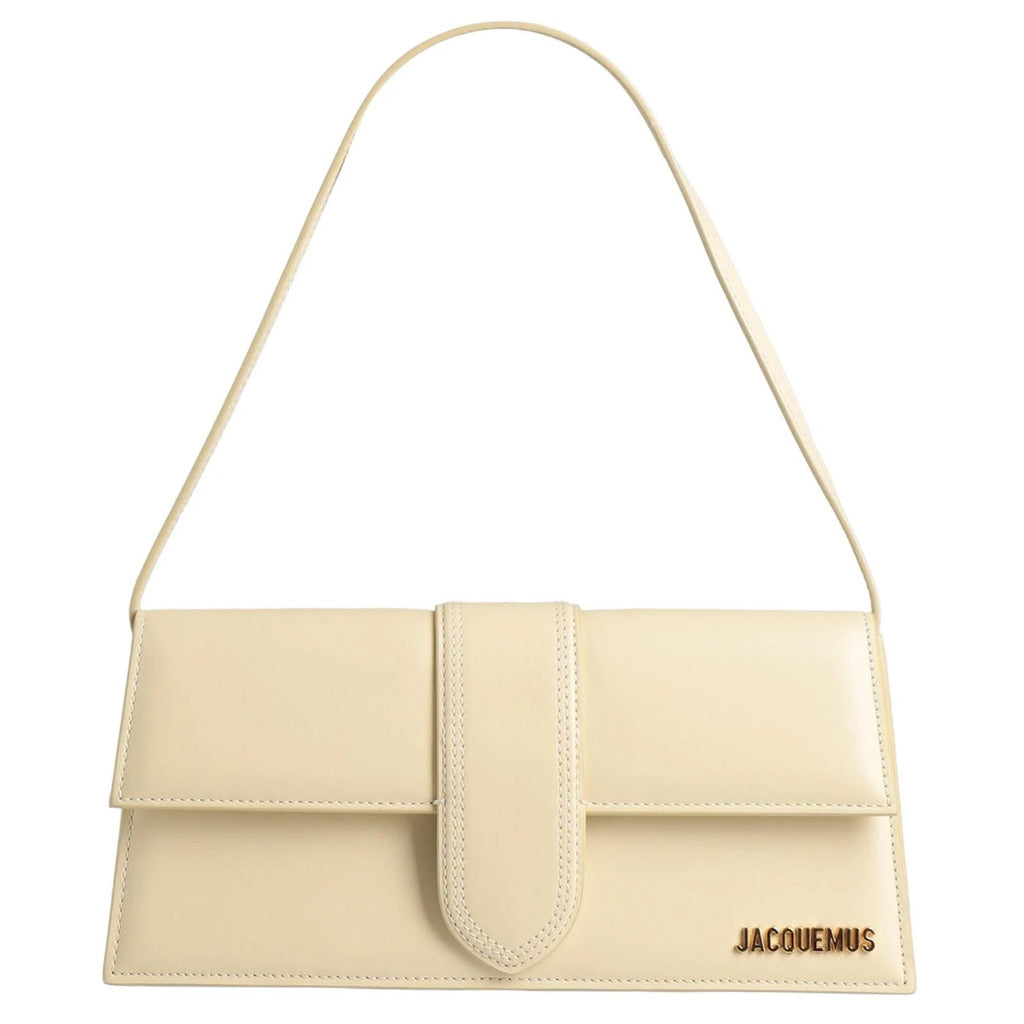 Jacquemus – Le Bambino Long beige calfskin shoulder bag – straight-on front view