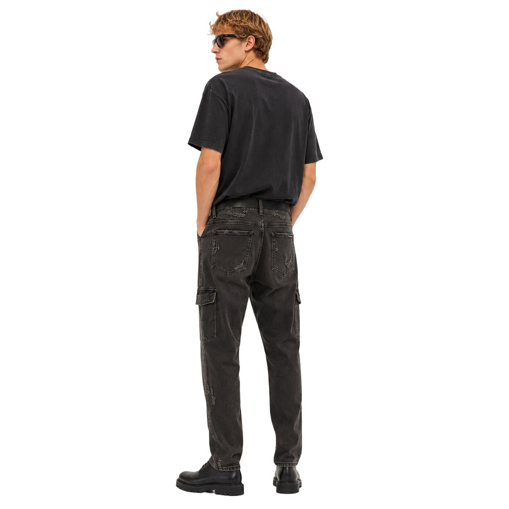 Dolce & Gabbana – black denim cargo trousers – rear view showing back pockets and cargo pocket