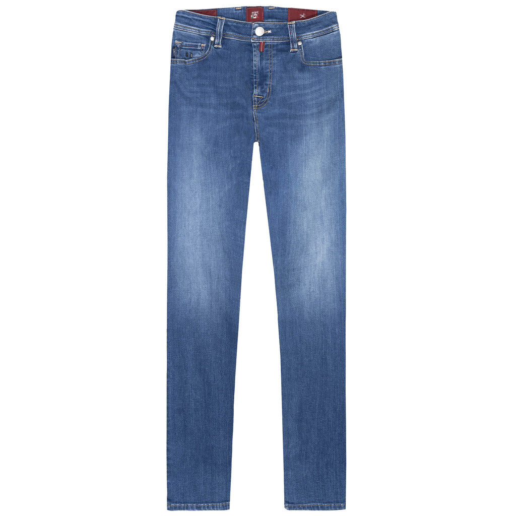 Tramarossa – Michelangelo Zip Jeans in Washed Blue – front flat packshot in light blue denim