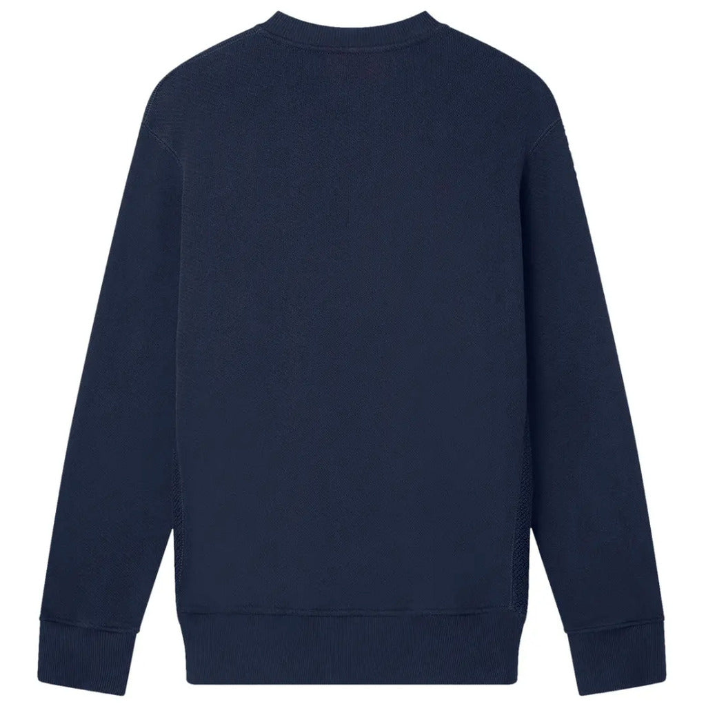 Casablanca – blue crewneck logo sweatshirt – flat back view showing ribbed hem