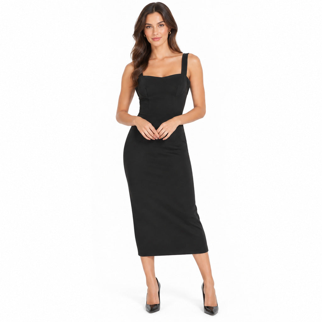 Dolce & Gabbana – black fitted sheath dress – model wearing it from the front