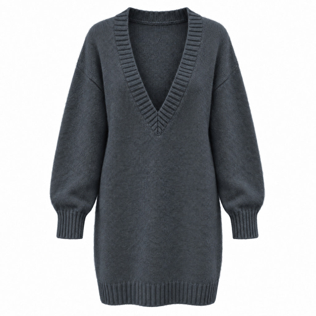 Anna Molinari – anthracite knit mini dress – front product view