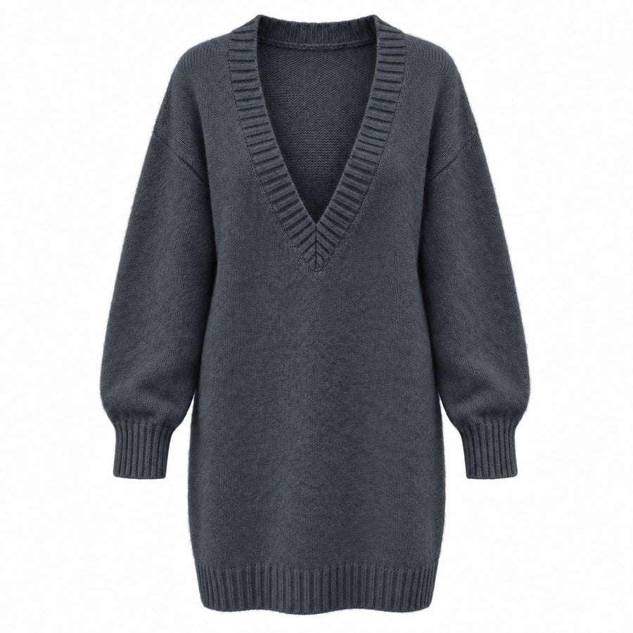 Anna Molinari – anthracite knit mini dress – front product view