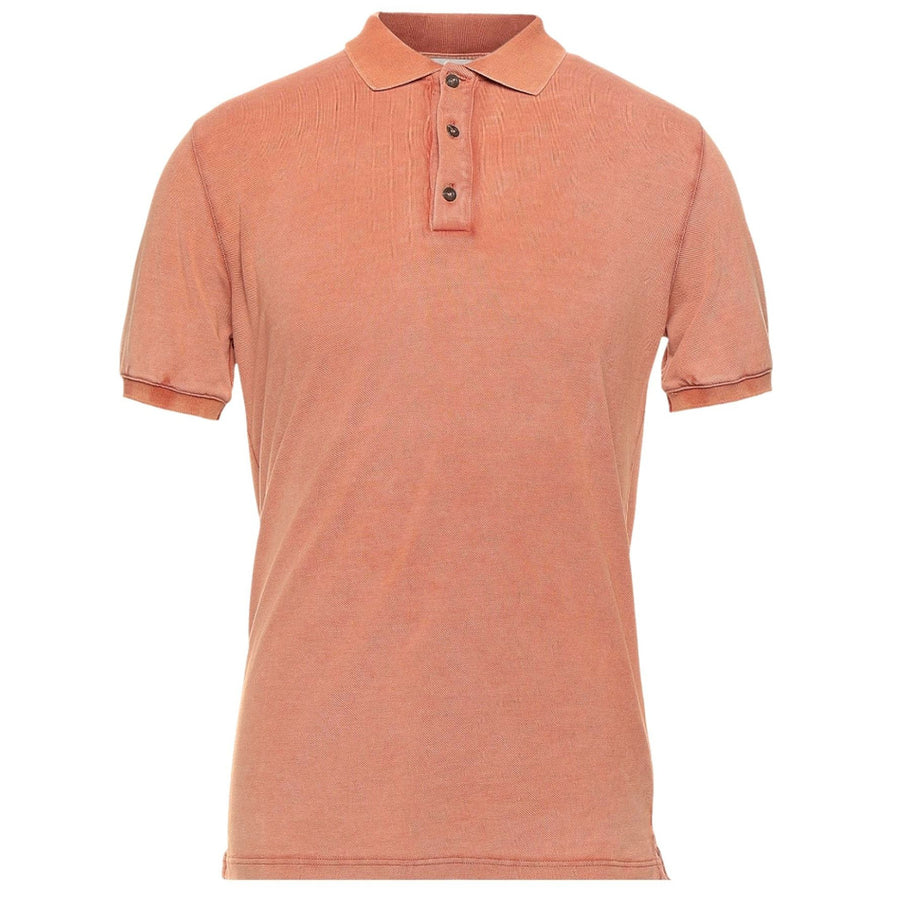 Alpha Studio – Polo Shirt in Pink – flat front packshot with short sleeves and button placket