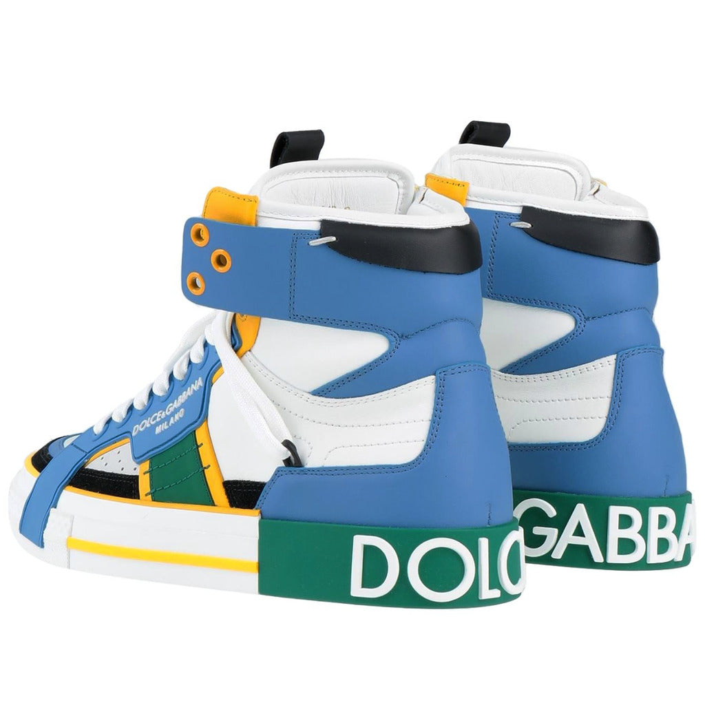 Dolce & Gabbana High-Top Sneakers in Multicolor Calfskin