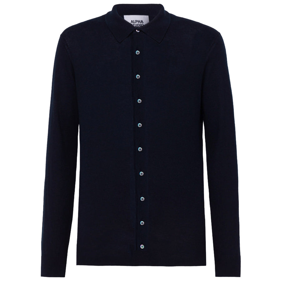 alpha studio - camicia blu notte