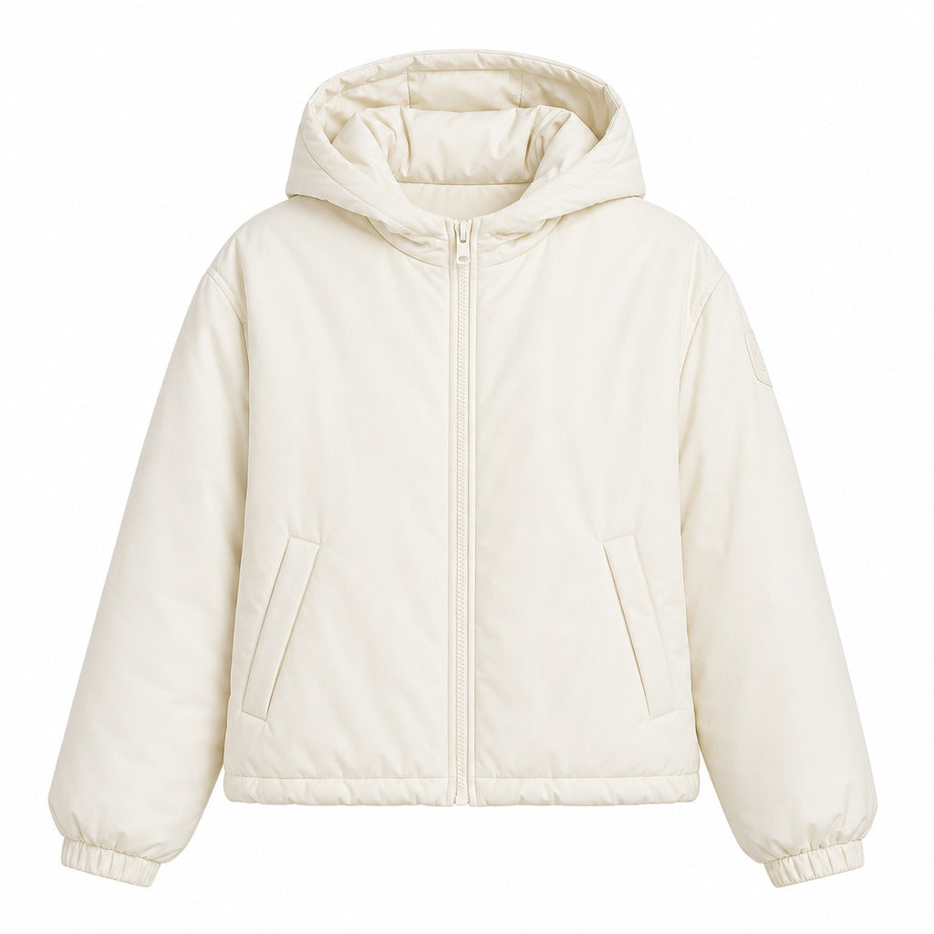Parajumpers – Gafly beige hooded down jacket – front packshot with zip and pockets