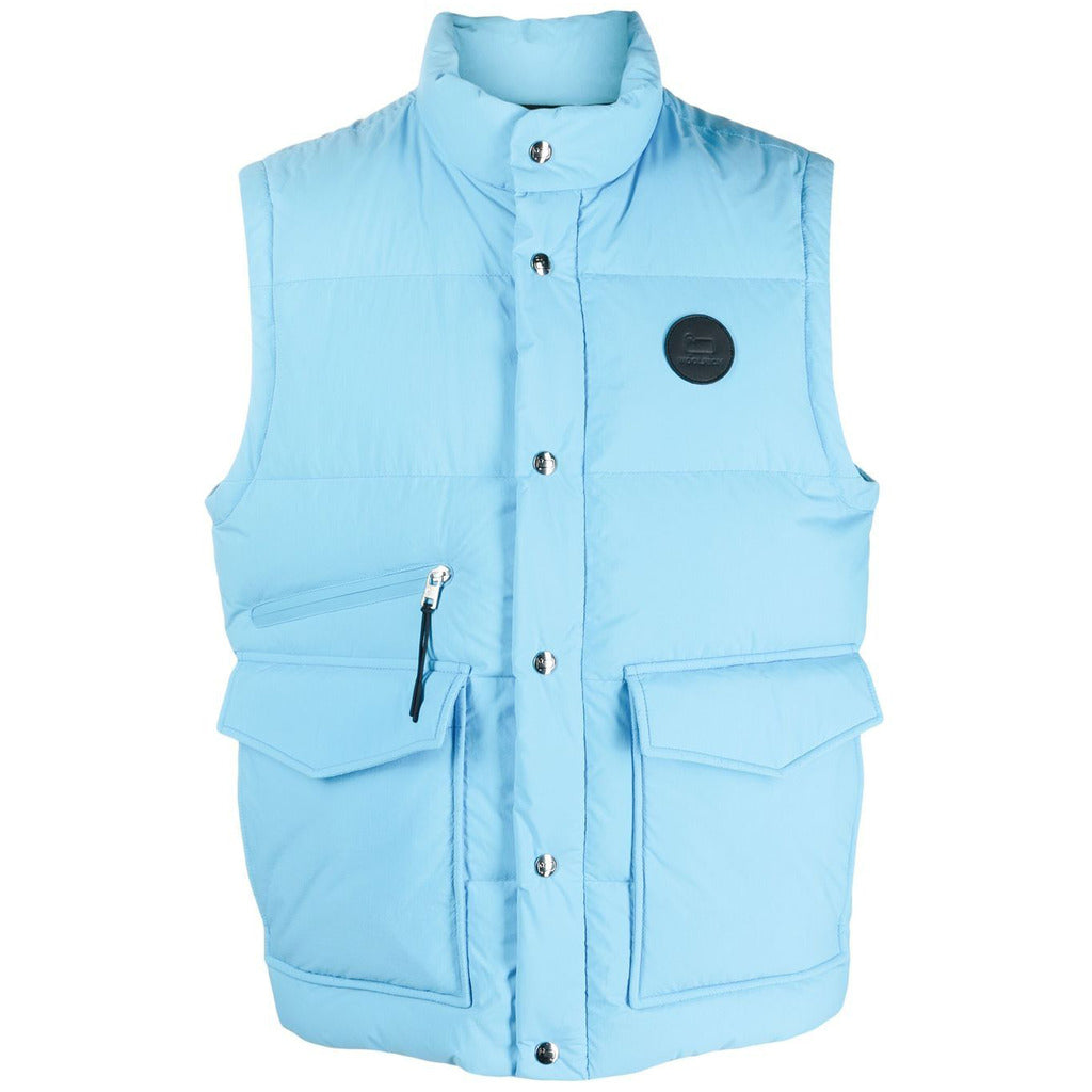 Woolrich – Down Vest – Light blue vest shown flat from the front