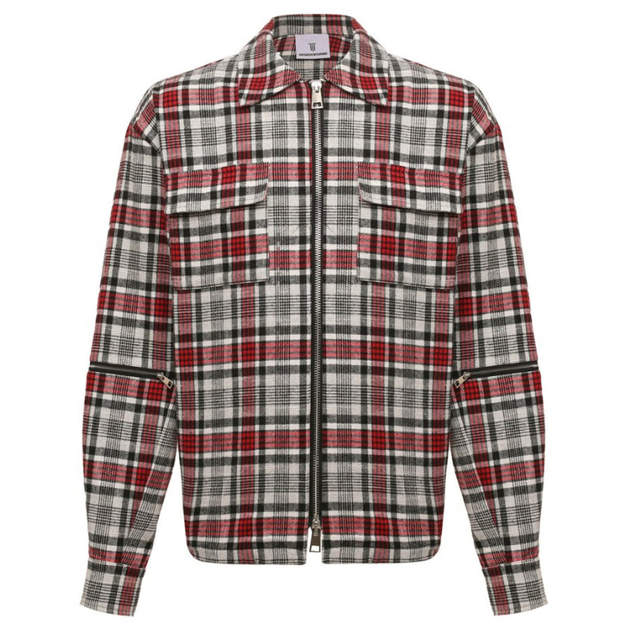 Diego Venturino – Tartan All-Zip Jacket – Front packshot in red, black and white checks