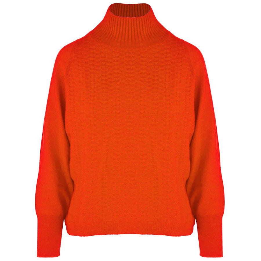 Malo – Cashmere Turtleneck Sweater in Brick – front packshot in bright orange