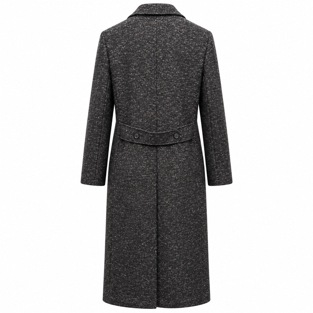 Dolce & Gabbana – black tweed coat – rear flat view showing waist tab and center vent