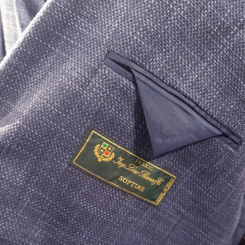 Loro Piana Tessuto – navy textured formal jacket – inner pocket and Softime label