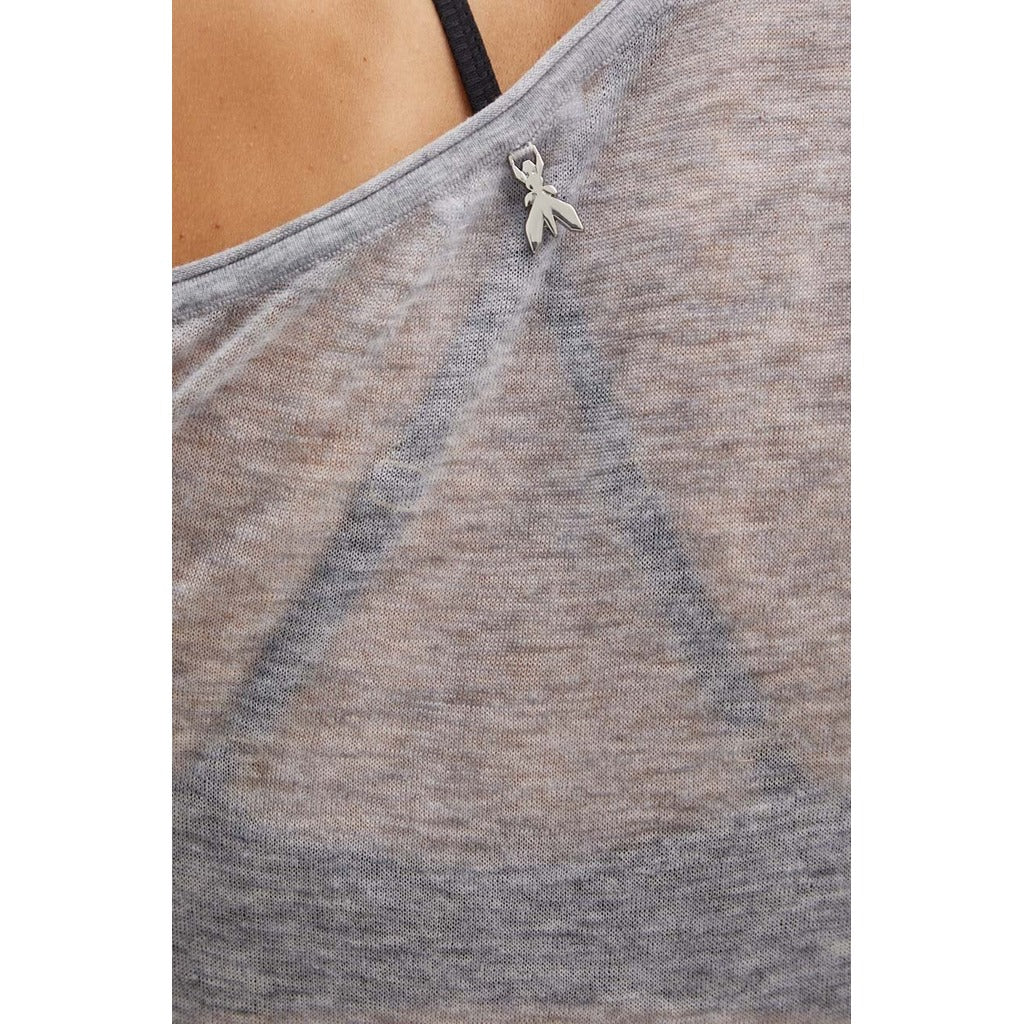 Patrizia Pepe One-Shoulder Wool Sweater in Gray
