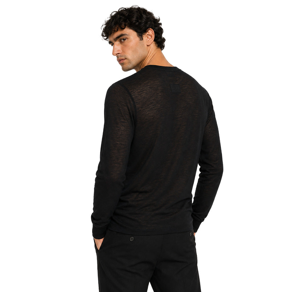 Dolce & Gabbana – black silk sweater – back view worn by model
