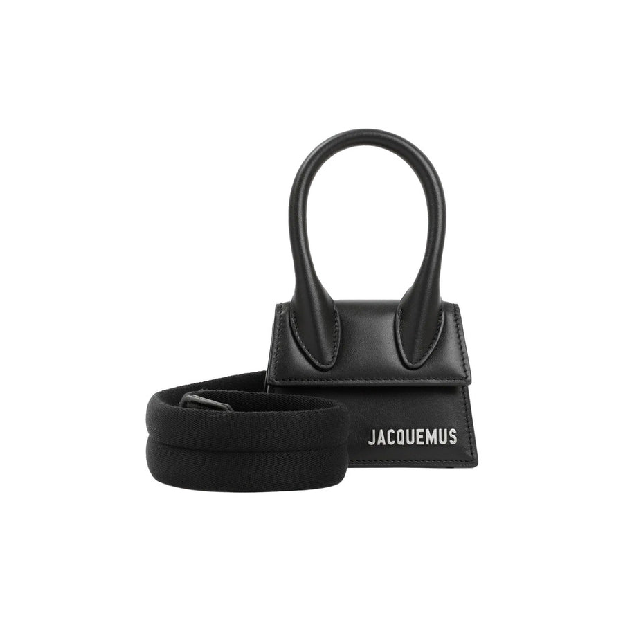 Jacquemus – Le Chiquito black leather mini crossbody bag – front view with strap