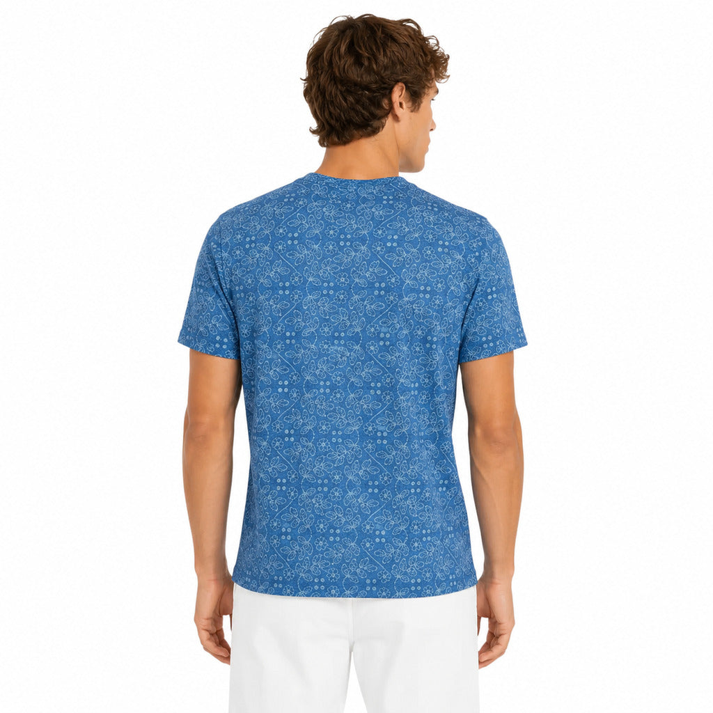 Mc2 Saint Barth – blue patterned T-shirt – model shown from the back