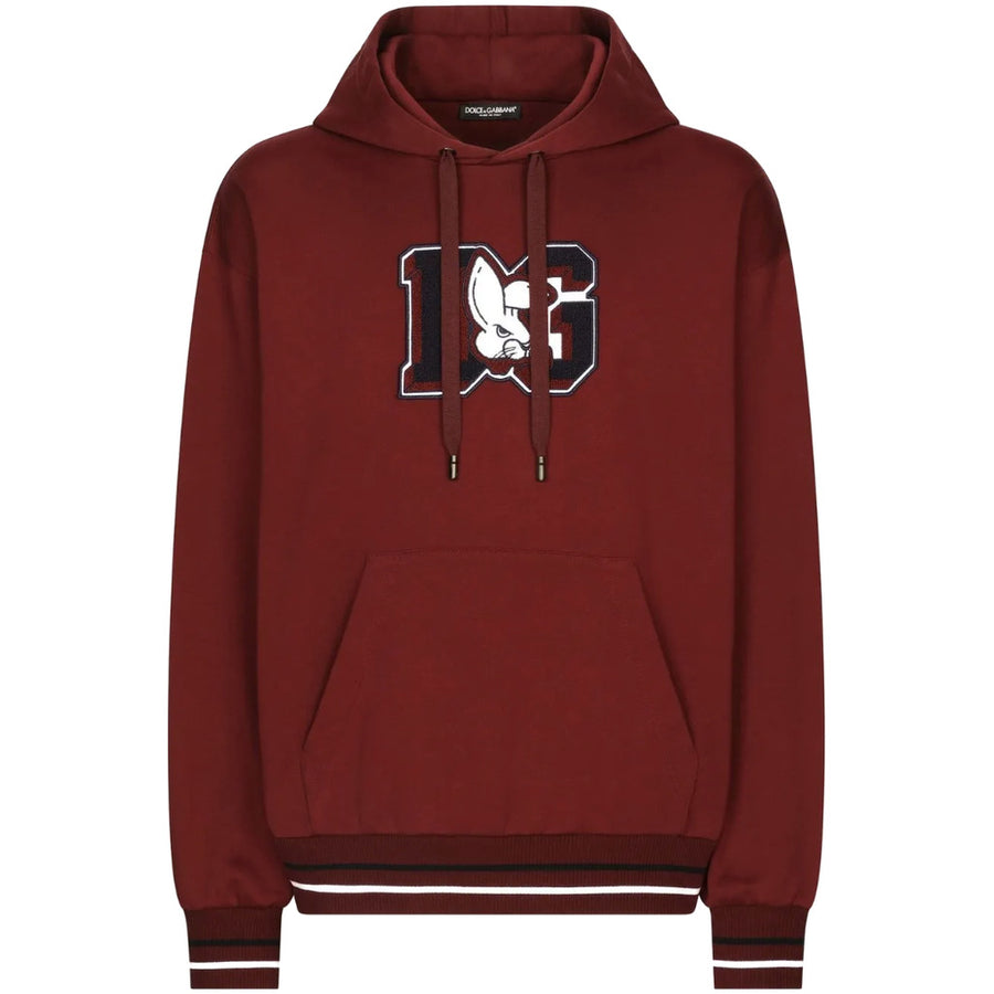 Dolce & Gabbana – red rabbit-print hooded sweatshirt – front flat lay