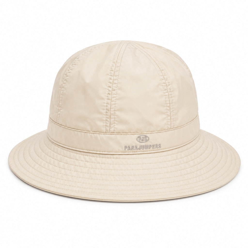 Parajumpers – beige bucket hat – front packshot showing stitched brim and logo