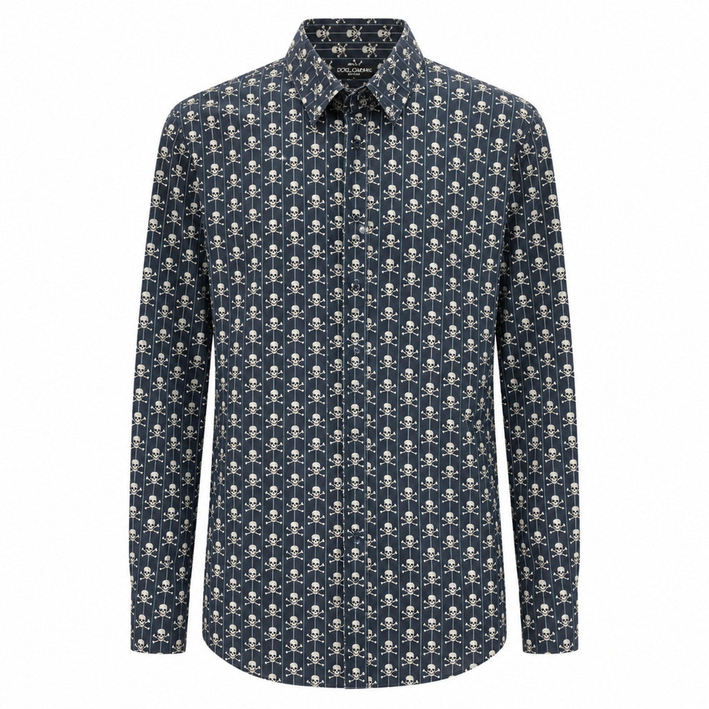 Dolce & Gabbana – blue skull-print shirt – front view on white background