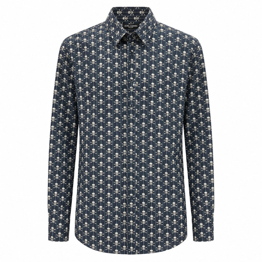 Dolce & Gabbana – blue skull-print shirt – front view on white background