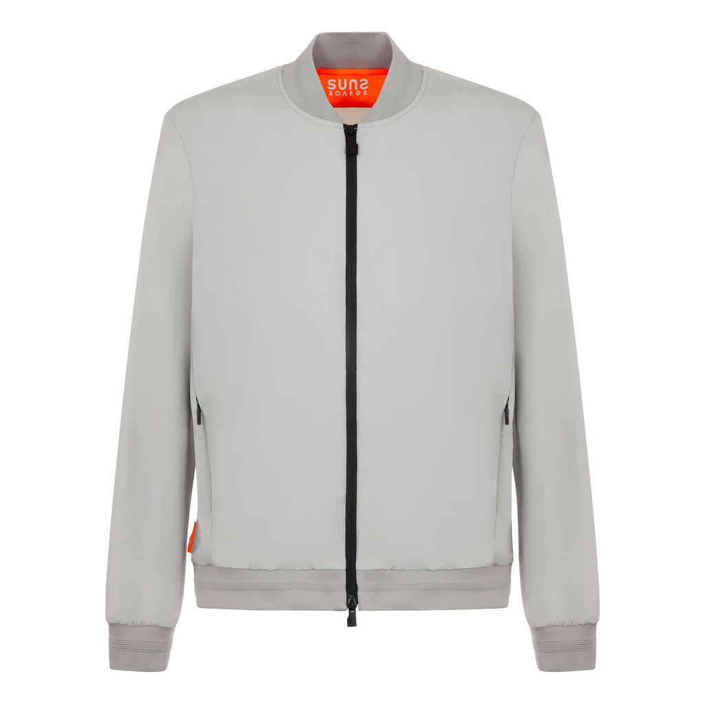 Suns – Fuji Ice Grey Stretch Jacket – front view in light grey with black zip
