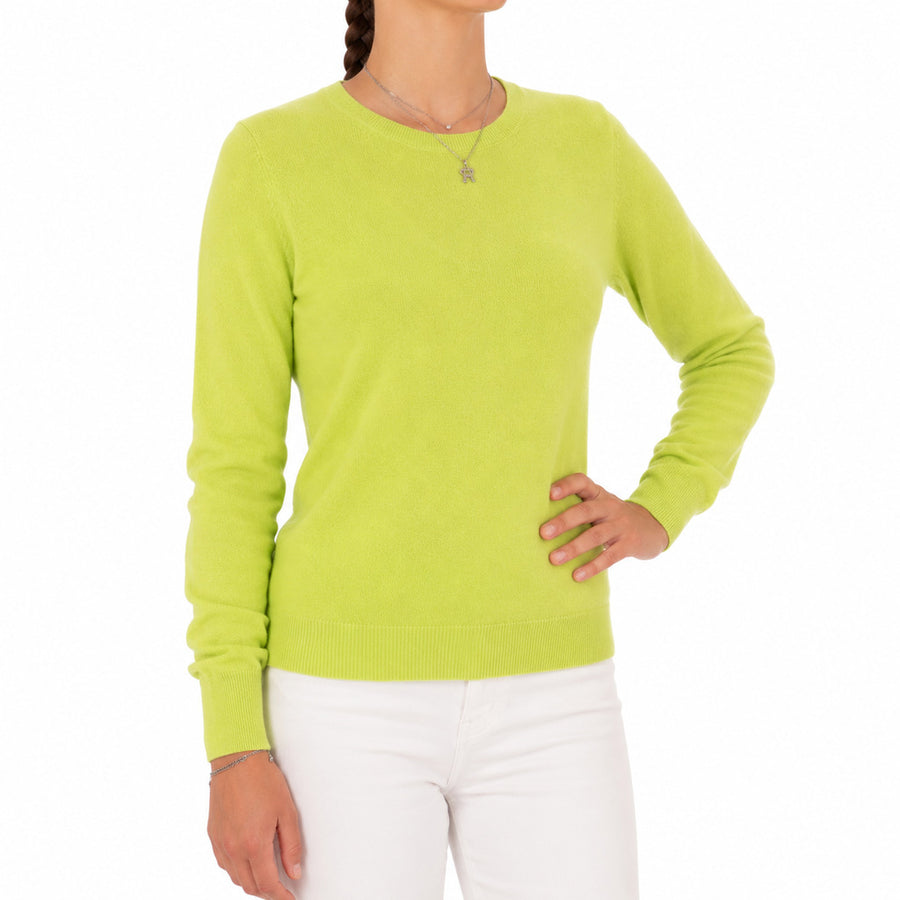 Emilio Romanelli – cashmere crew-neck sweater in yellow – front view on model