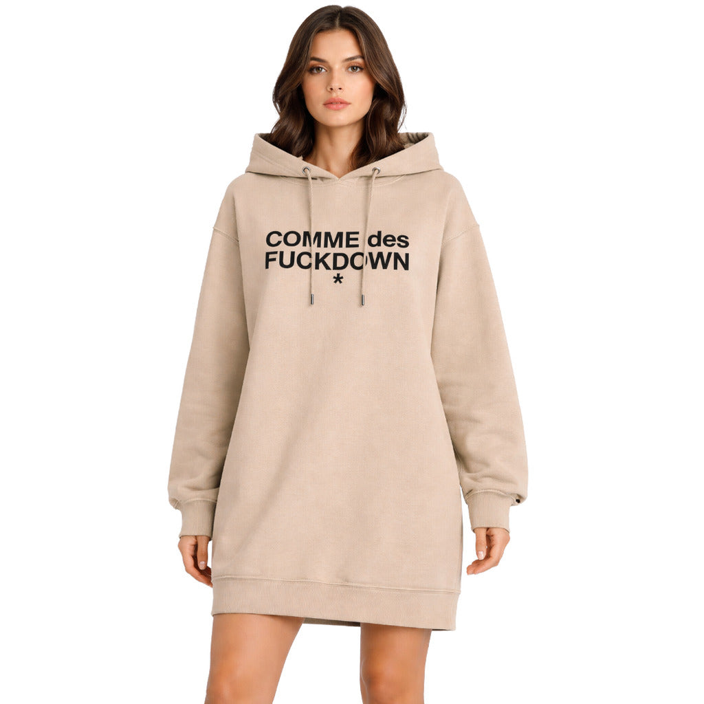 Comme Des Fuckdown Sweatshirt Dress in Beige