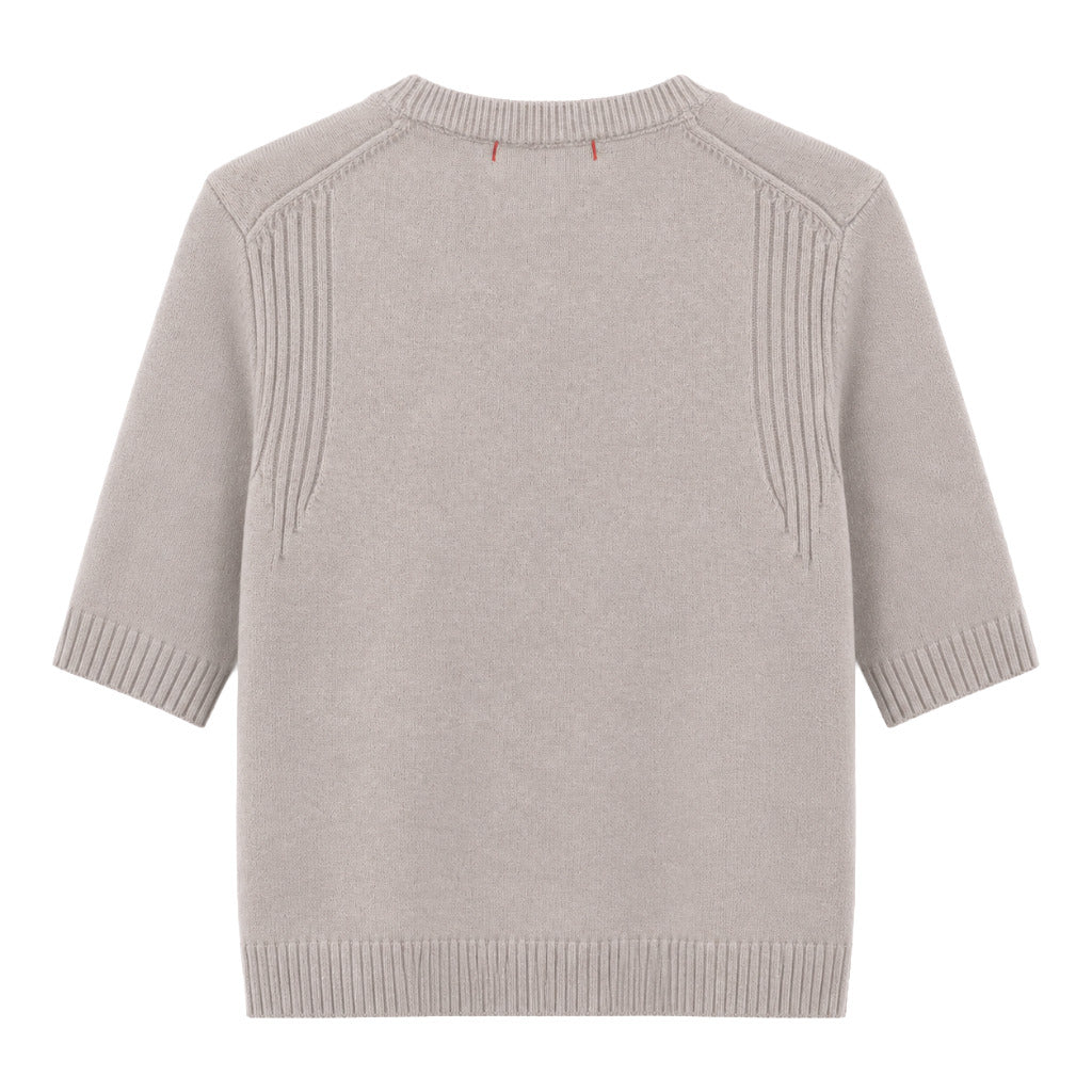 Parajumpers – grey short-sleeve crew-neck sweater – flat back view with ribbed shoulder detailing