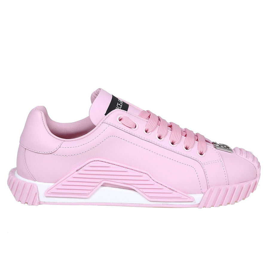 Dolce & Gabbana – pink calfskin sneakers – side profile showing laces and sculpted sole