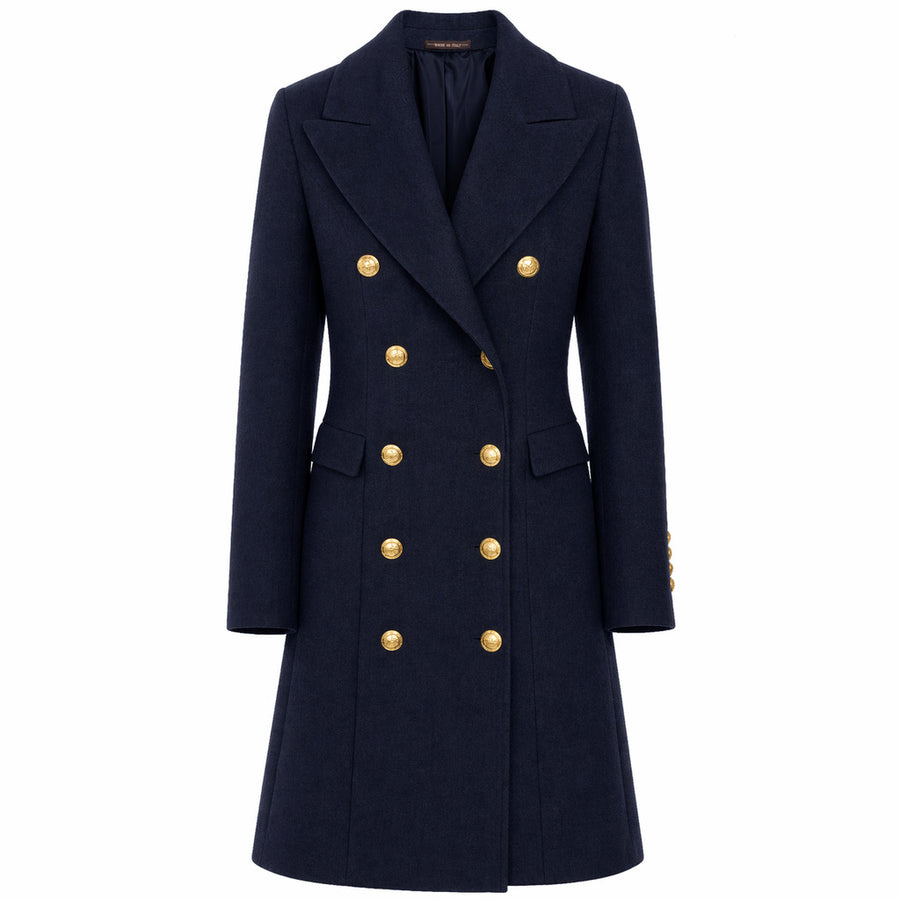 Loro Piana Tessuto Capolavoro Double-Breasted Coat in Blue