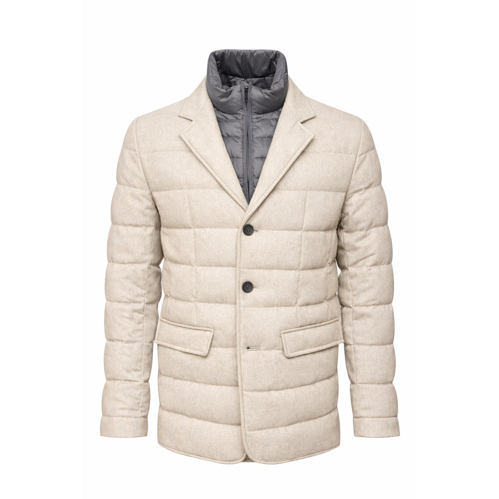 Herno Double-Breasted Jacket in Light Beige