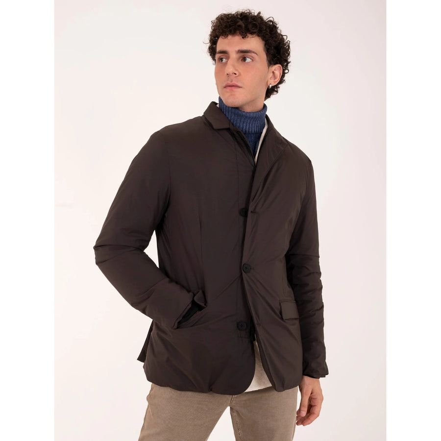 People Of Shibuya – Hoshi Padded Jacket in Brown – front view worn by model