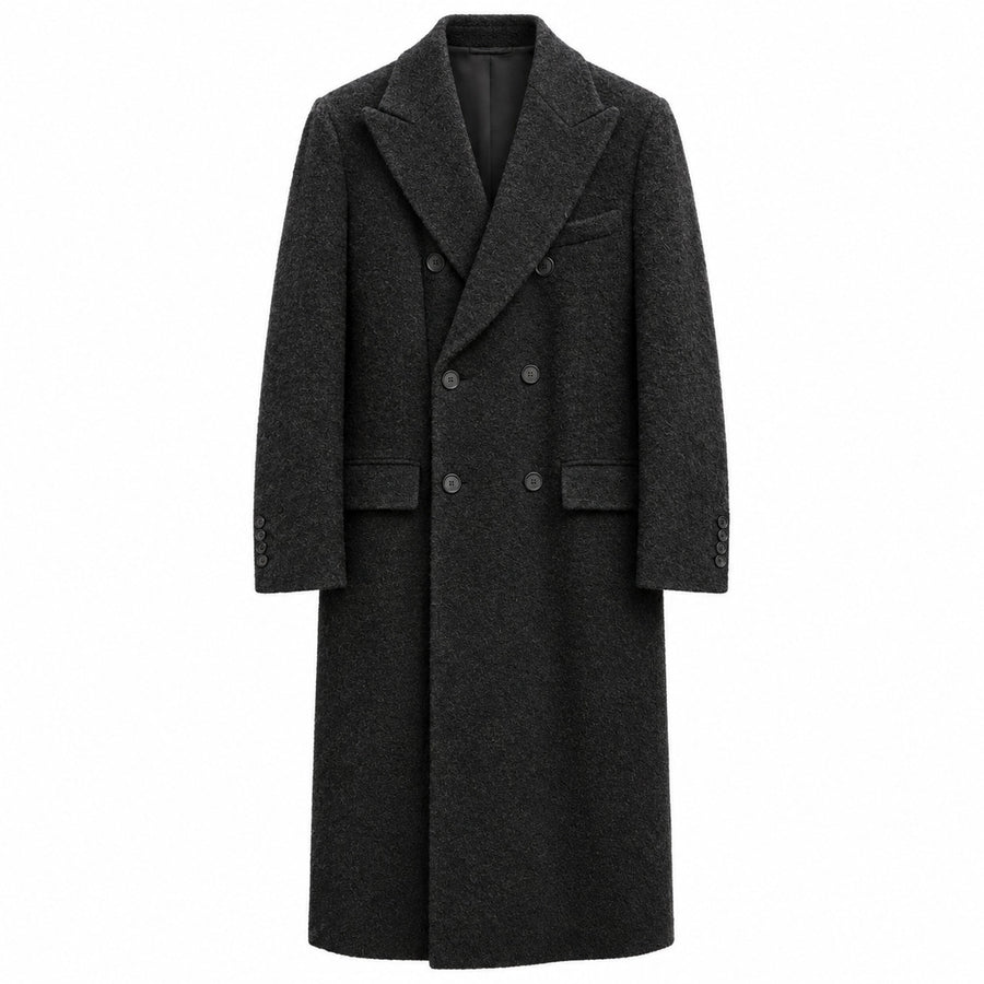 Dolce & Gabbana – black bouclé coat – front-facing product view with double-breasted buttons