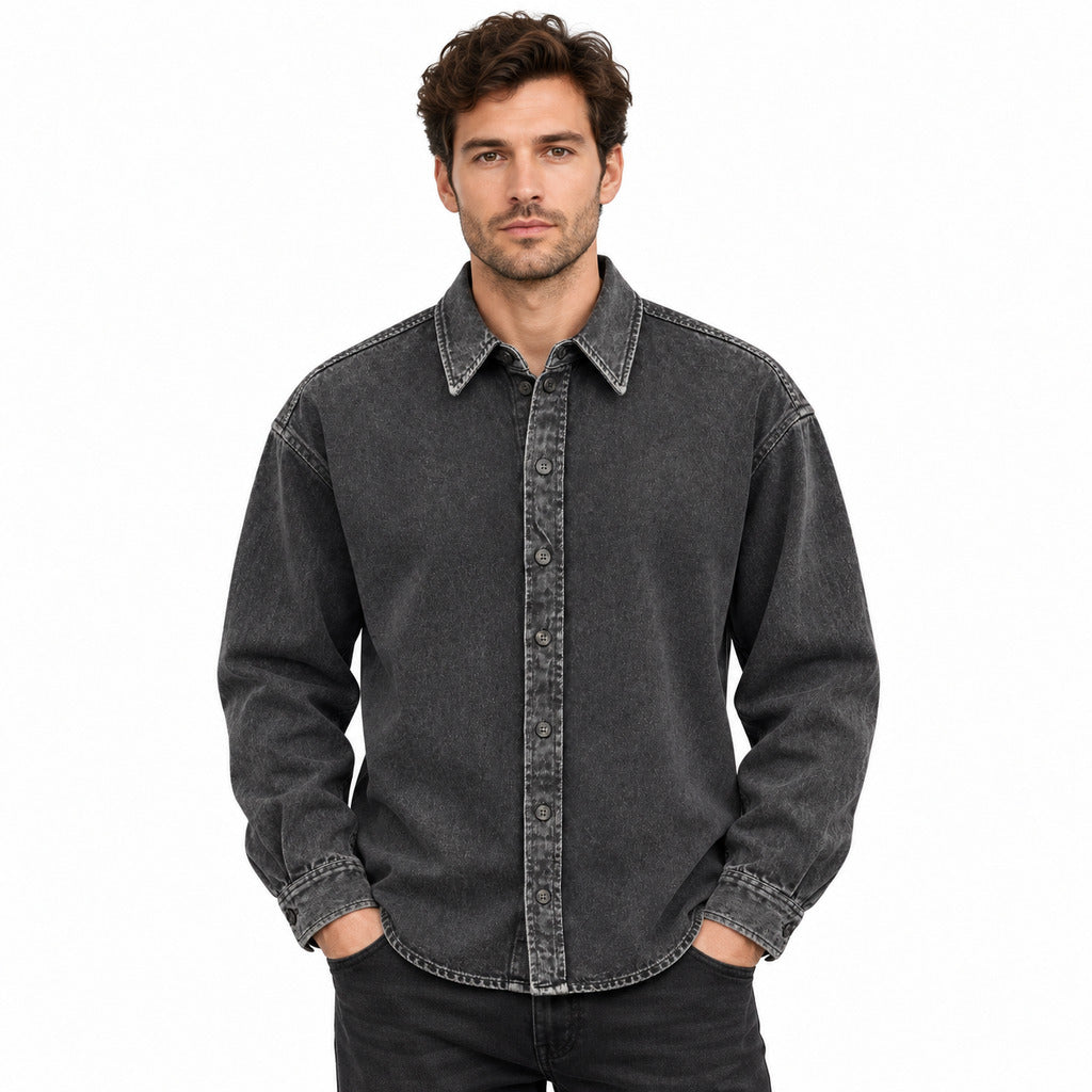 Dolce & Gabbana – black denim jacket – worn by model from front