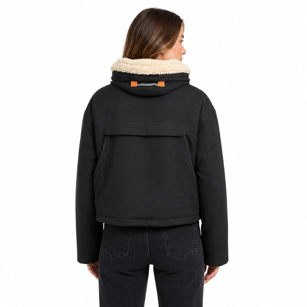 Parajumpers – Mirny black hooded jacket – rear three-quarter view worn by model