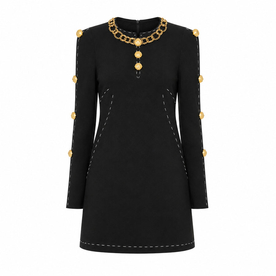Dolce & Gabbana – black dress with gold details – front flat view