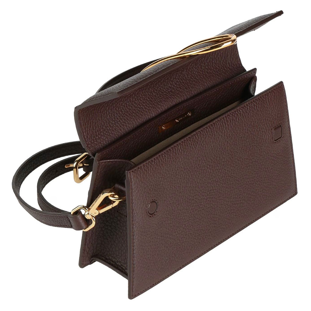 Jacquemus – Le Grand Bambino brown leather shoulder bag – open top reveals divided interior compartments