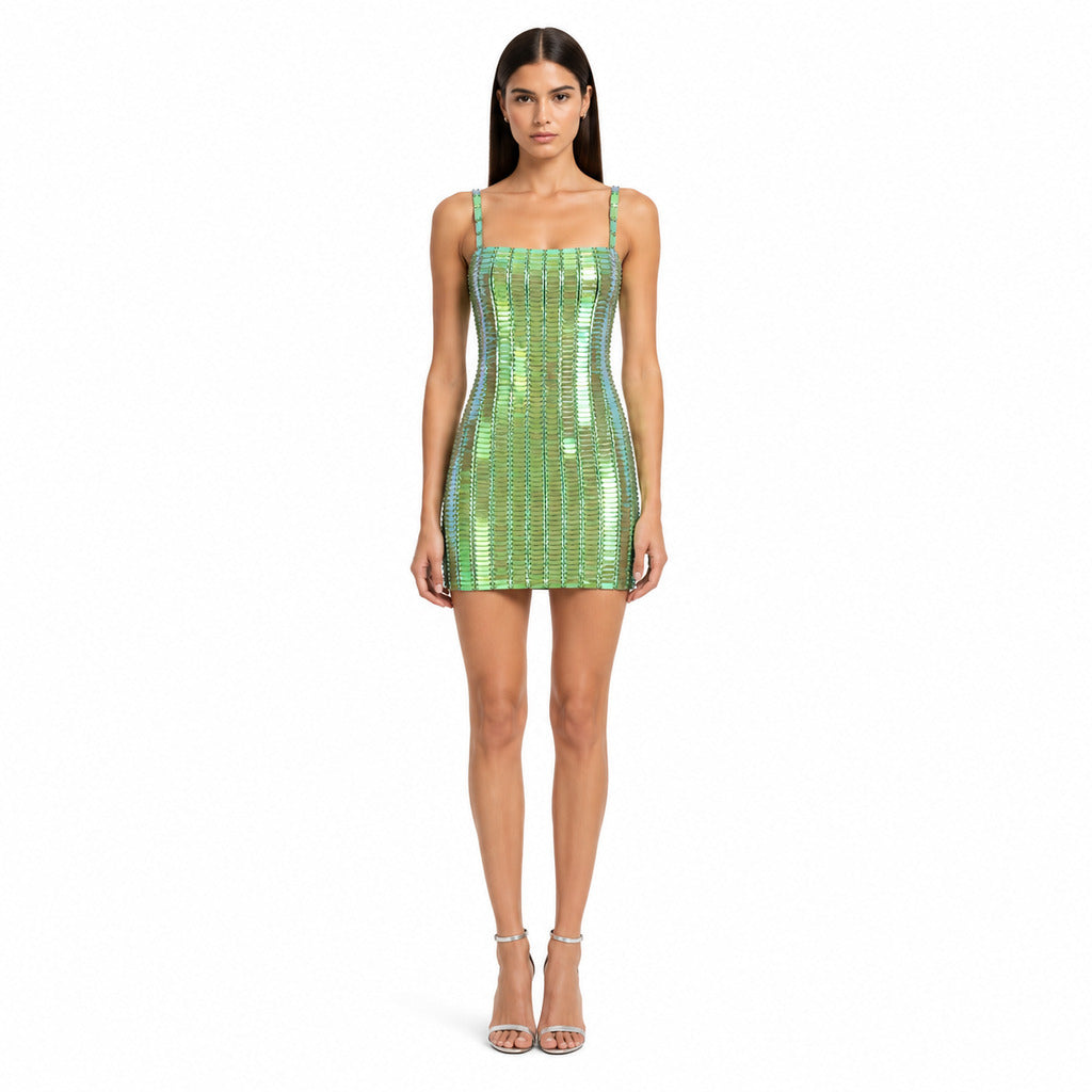 The Attico Rue Sequin Dress in Green
