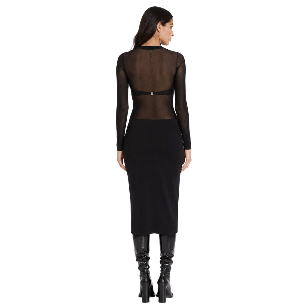 Patrizia Pepe – black slim-fit dress – back view on model