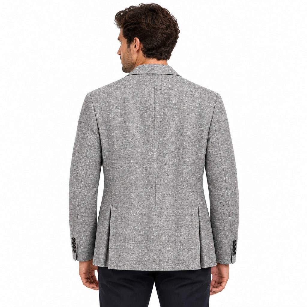 Hogan – Cotton Formal Jacket – model wearing the grey jacket, rear view