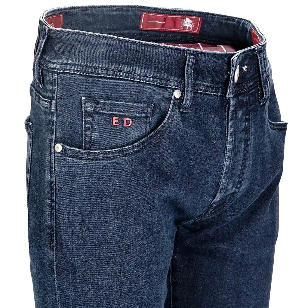 Tramarossa – blue indigo jeans – angled close-up of front pocket and waistband details
