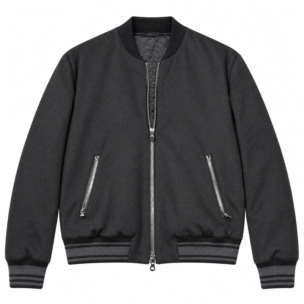 Dolce & Gabbana – black cashmere bomber jacket – front flat lay with zip pockets