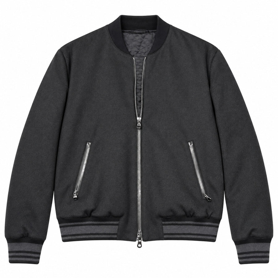 Dolce & Gabbana – black cashmere bomber jacket – front flat lay with zip pockets