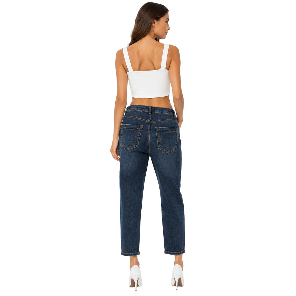Pinko Bollea Trousers in Blue Denim